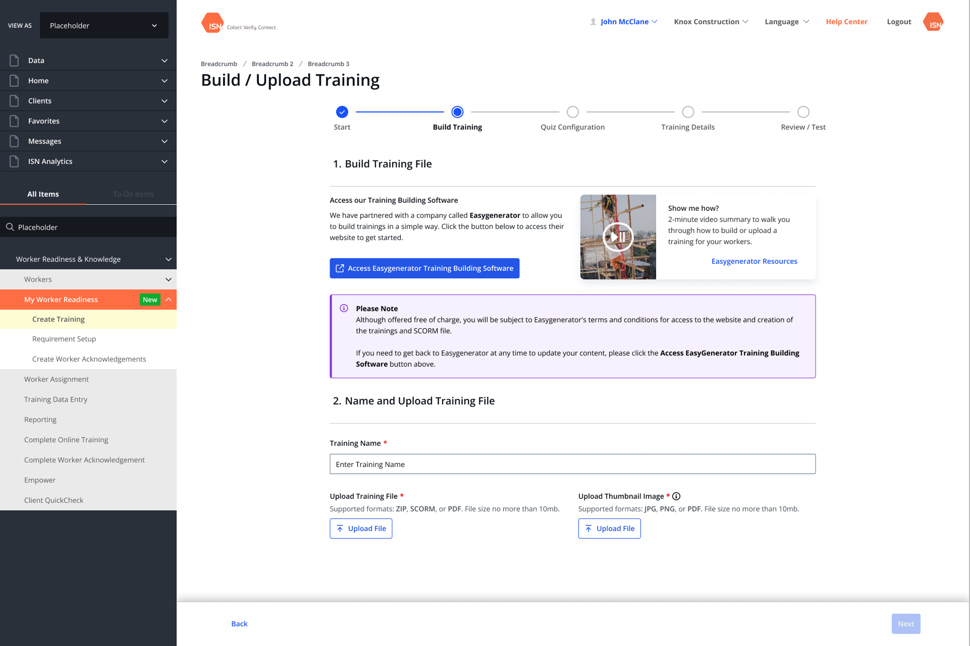Build training — Third-party handoff flow